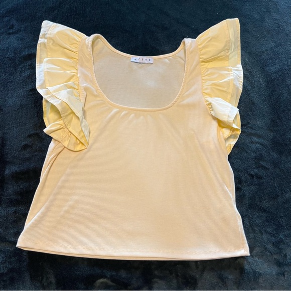 Yellow Ruffle Sleeve Top - Picture 1 of 4
